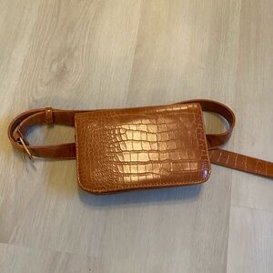 Brown faux leather belt bag